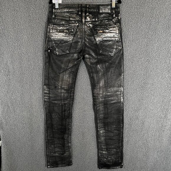 Robin's Jeans Motard Metallic Zipper Moto Jeans - Men's Size 30*32 - Black Gold - Picture 4 of 11